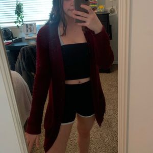 maroon long cardigan